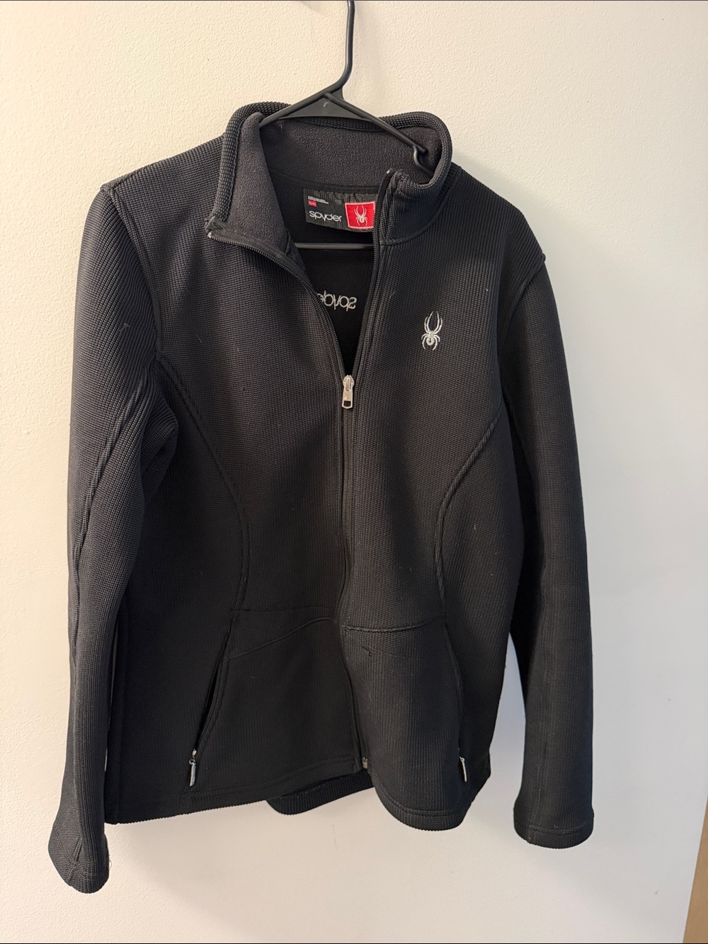 Spyder Black Zip-Up Fleece Jacket with Embroidered Logo